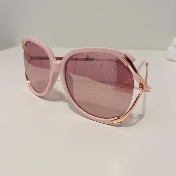 Chrome Pink and Gold Big Mirrored Square Sunglasses 59/17 141mm UV400 - Picture 3 of 11